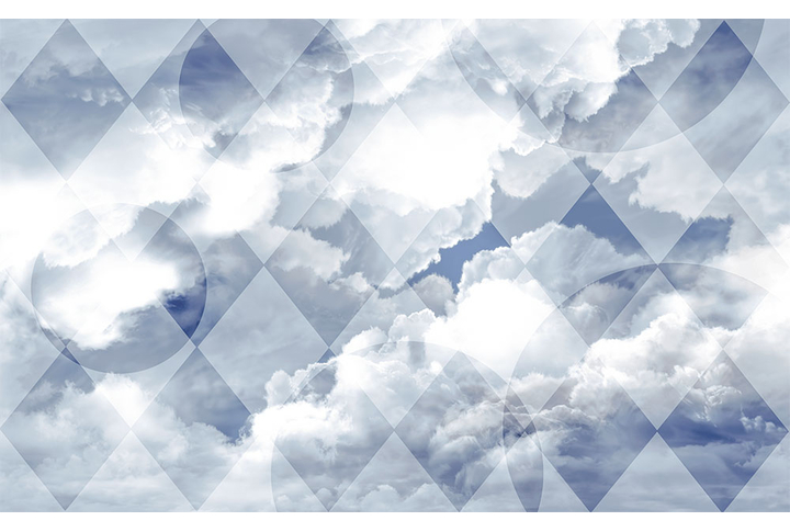 Фотообои «Облака в небе и геометрия»