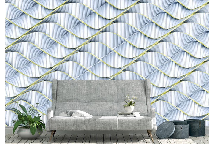 Фотообои «Геометрические волны» в интерьере
