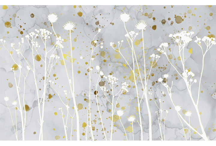 Фотообои «Абстрактные цветы на сером фоне»