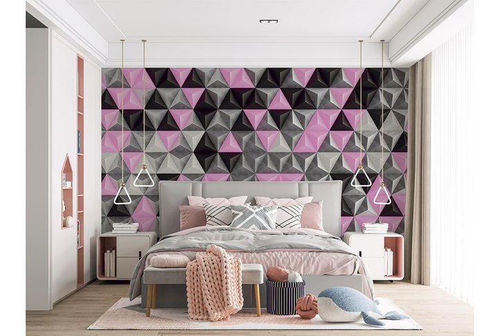 Фотообои «Треугольники под лофт» в интерьере