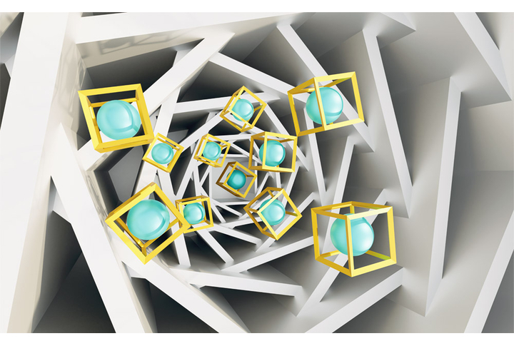 Фотообои «Абстрактный тоннель с бирюзовыми шарами»