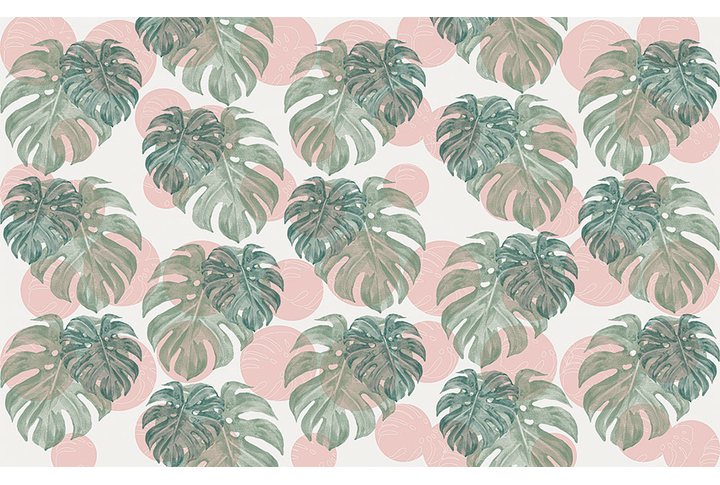 Фотообои «Монстера и розовые круги»