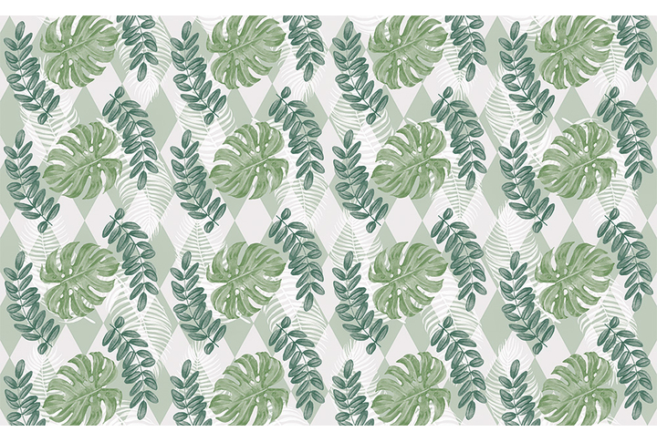 Фотообои «Монстера и ромбы»