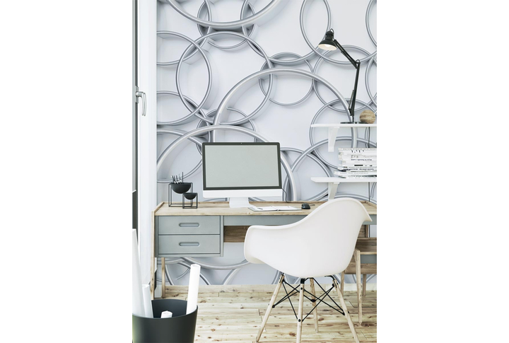 Фотообои «Стальные кольца и круги» в интерьере