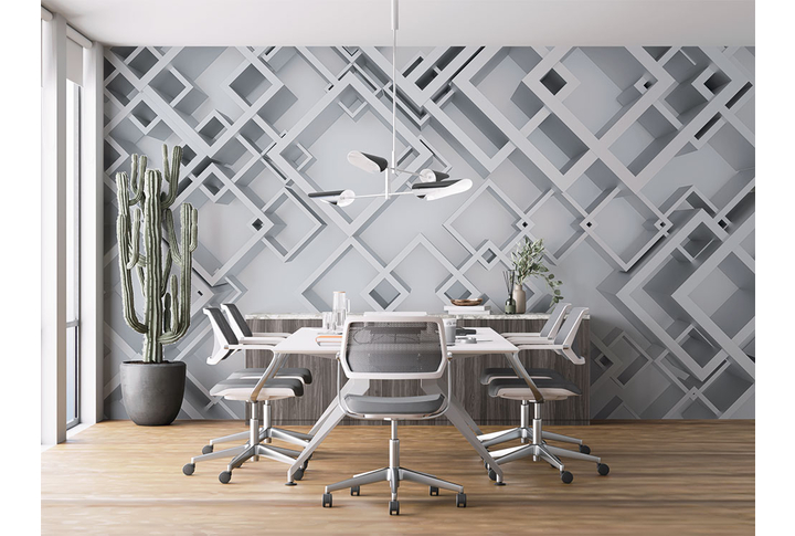 Фотообои «Объемные квадраты» в интерьере