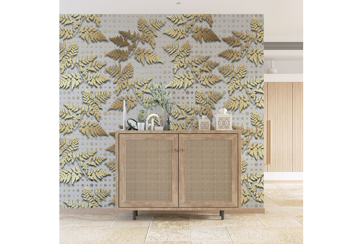 Фотообои «Бронзовый папоротник» в интерьере