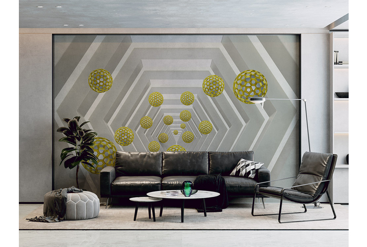 Фотообои «Тоннель с рельефными шарами» в интерьере