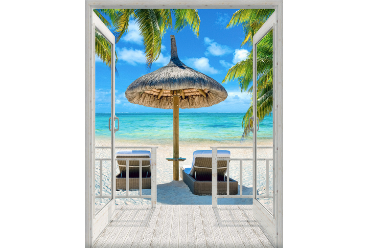 Фотообои «Окно с видом на морскую террасу»