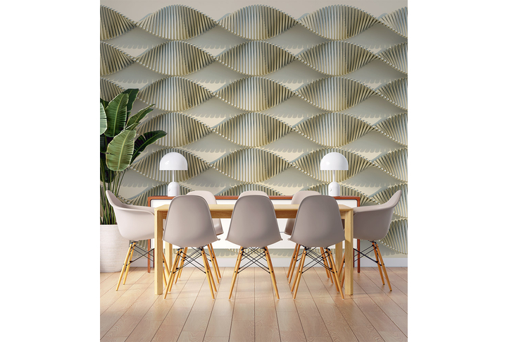 Фотообои «Золотые волны» в интерьере