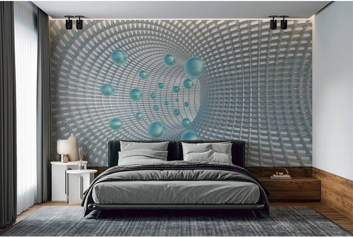 Фотообои «Тоннель с бирюзовыми шарами» в интерьере