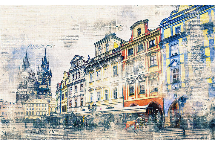 Фотообои «Старый город в стиле ретро»