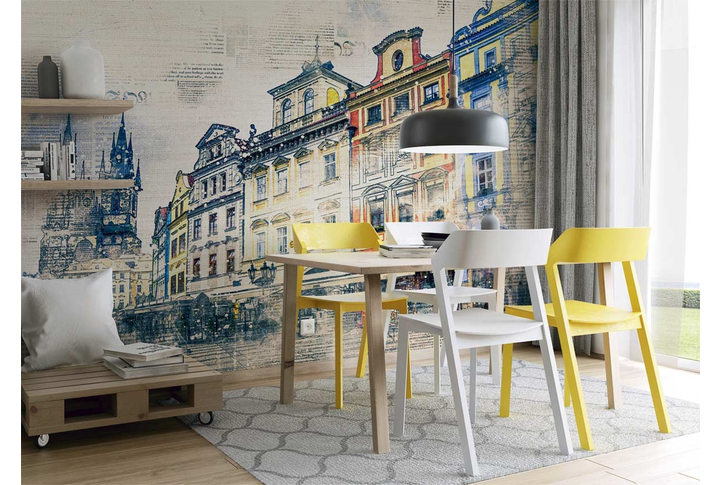 Фотообои «Старый город в стиле ретро» в интерьере