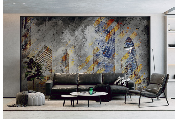 Фотообои «Город в стиле лофт» в интерьере
