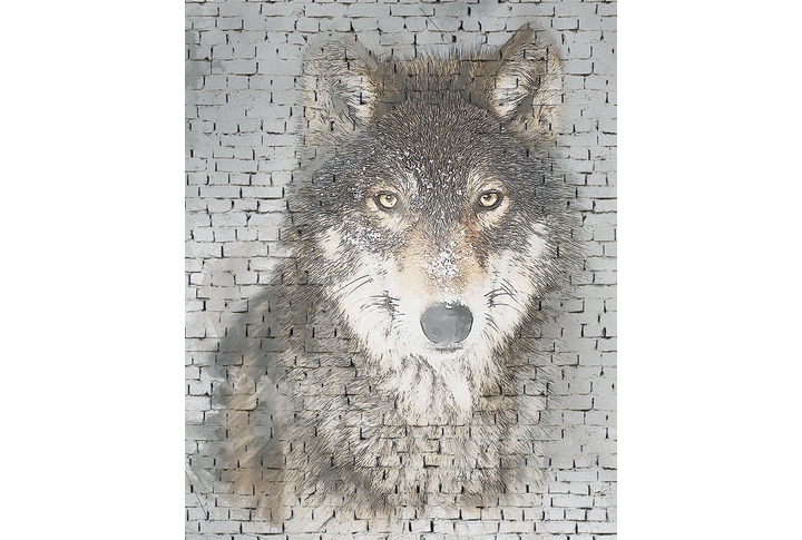 Фотообои «Волк на кирпиче под лофт»