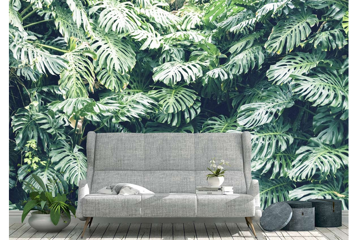 Фотообои «В листьях монстеры» в интерьере