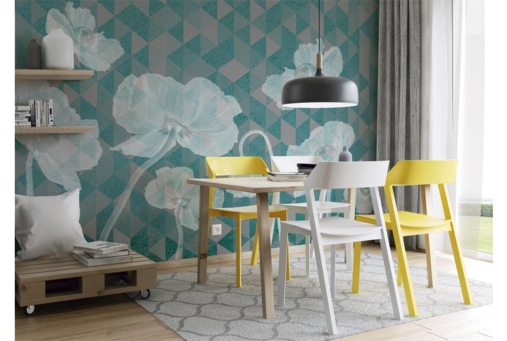 Фотообои «Маки геометрия - 1» в интерьере