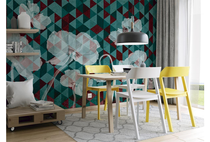 Фотообои «Маки геометрия - 2» в интерьере