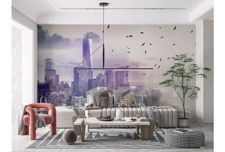Фотообои «Город Нью-Йорк в стиле арт» в интерьере