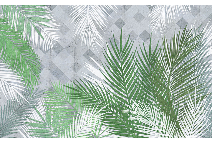 Фотообои «Пальмовые листья на бетоне»