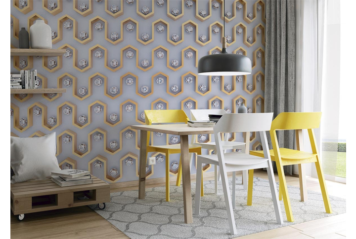 Фотообои «Драгоценные камни и геометрия» в интерьере