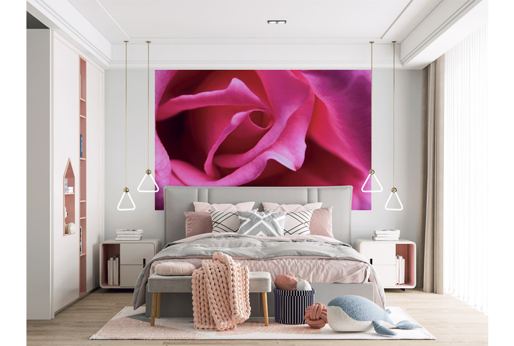 Фотообои «Роза розовая крупным планом» в интерьере