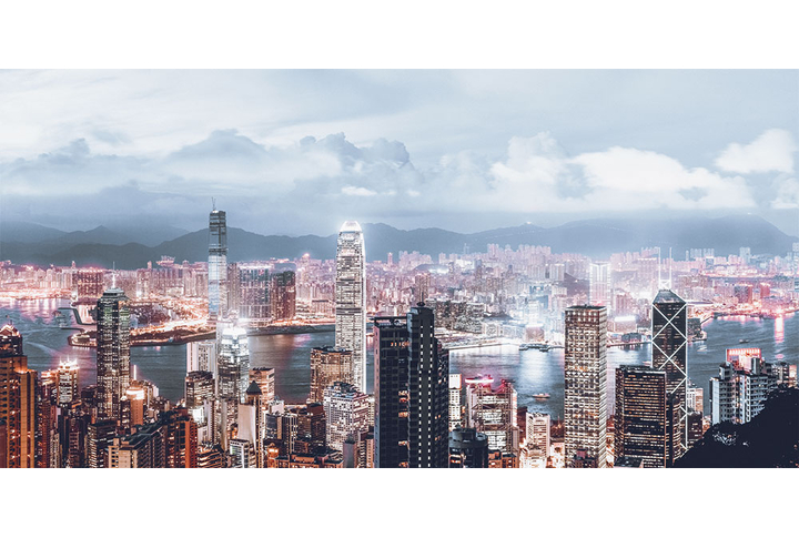 Фотообои «Панорама ночного города Гонконга»