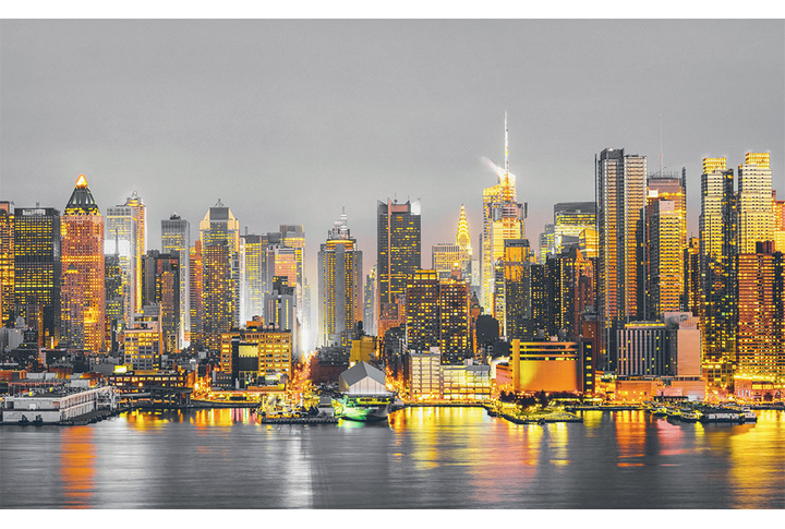 Фотообои «Нью-Йорк в золотых огнях»