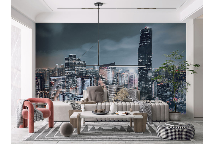 Фотообои «Ночной город Бангкок» в интерьере