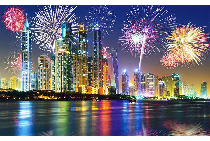 Фотообои «Салют над ночным Дубаем»