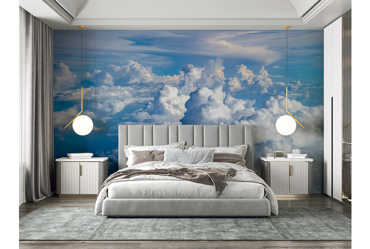Фотообои «Пушистые облака в небе» в интерьере