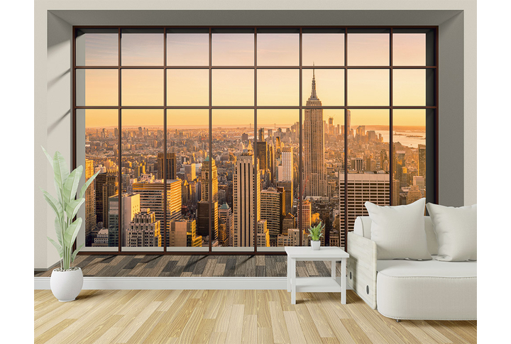 Фотообои «Вид из окна на Нью-Йорк» в интерьере