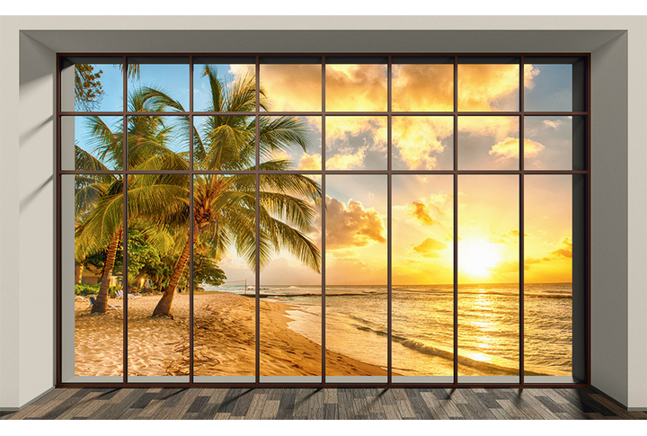 Фотообои «Окно с видом на пляж»