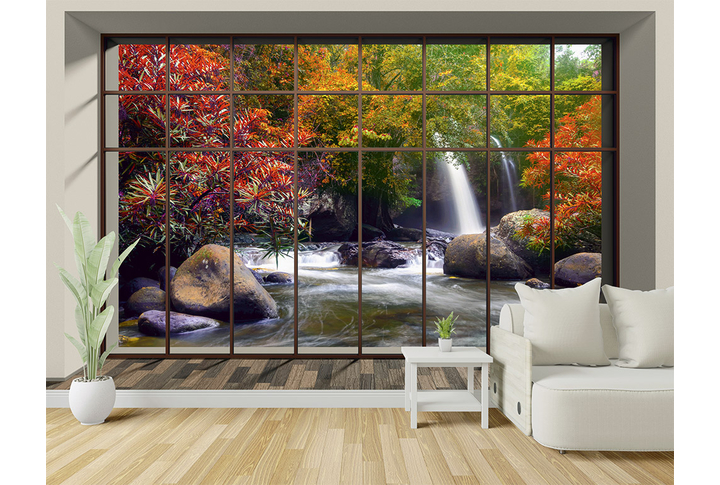 Фотообои «Вид из окна на тропический пейзаж» в интерьере