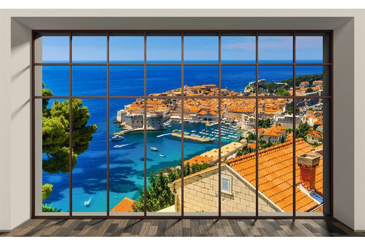 Фотообои «Окно на побережье старого города»