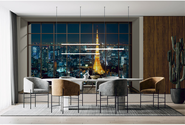 Фотообои «Пентхаус с видом на ночной Токио» в интерьере