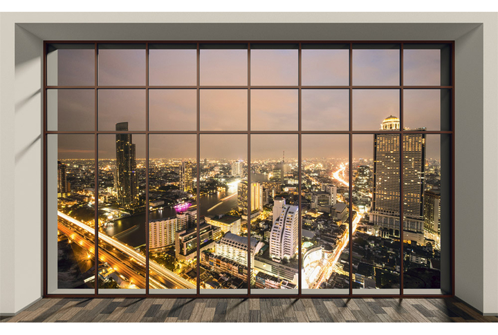 Фотообои «Окно с видом на ночной Бангкок»