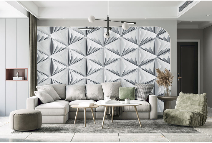 Фотообои «Объемные треугольники» в интерьере