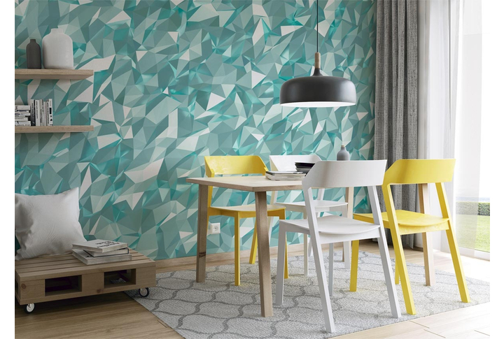 Фотообои «Бирюзовая геометрическая абстракция» в интерьере