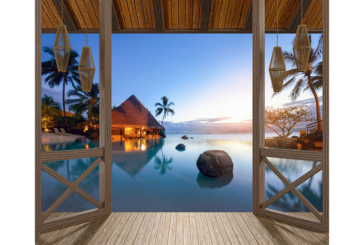 Фотообои «Веранда у моря на закате»