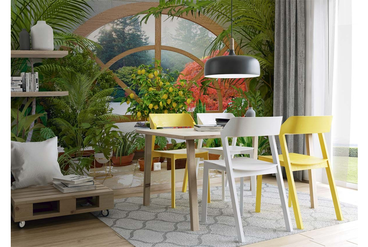 Фотообои «Окно в тропическом зимнем саду» в интерьере