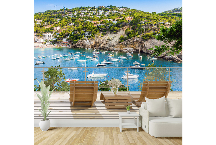 Фотообои «Балкон с видом на морскую бухту» в интерьере