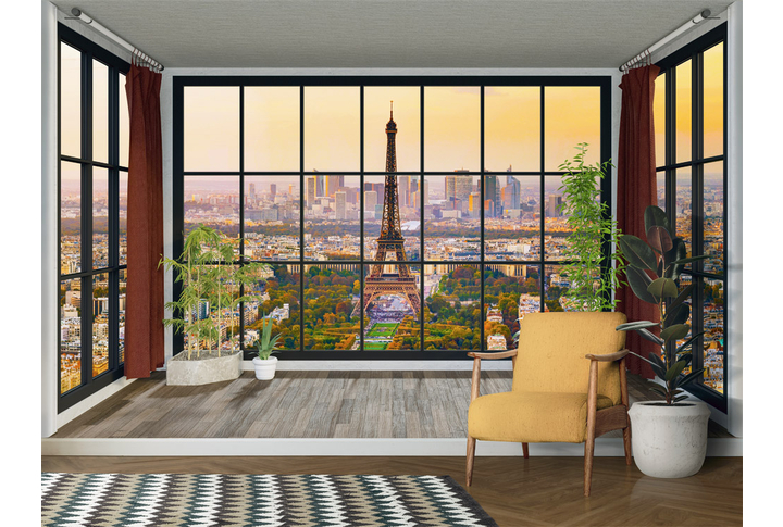 Фотообои «Окно в Париже» в интерьере