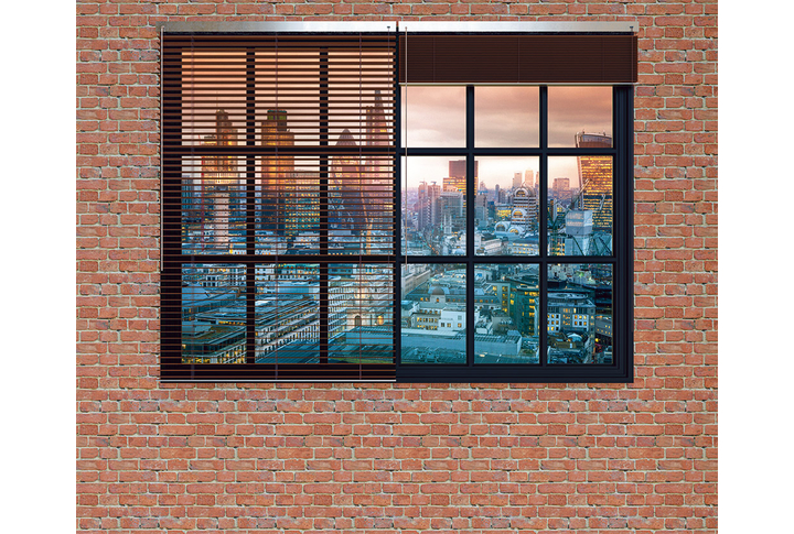 Фотообои «Окно на кирпичной стене с видом на Лондон»