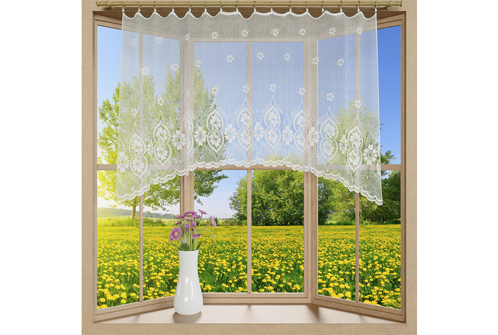 Фотообои «Деревенское окно с видом на природу и поле одуванчиков»