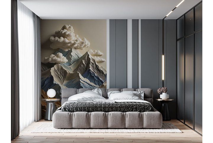 Фотообои «Барельеф Горы и облака» в интерьере