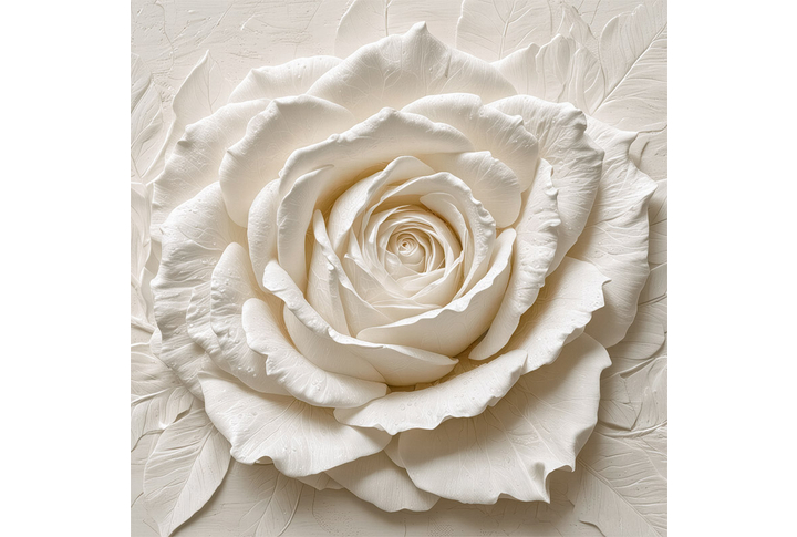 Фотообои «Объемный барельеф с розой под лепнину»