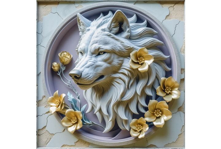 Фотообои «Волк 3Д под барельеф»