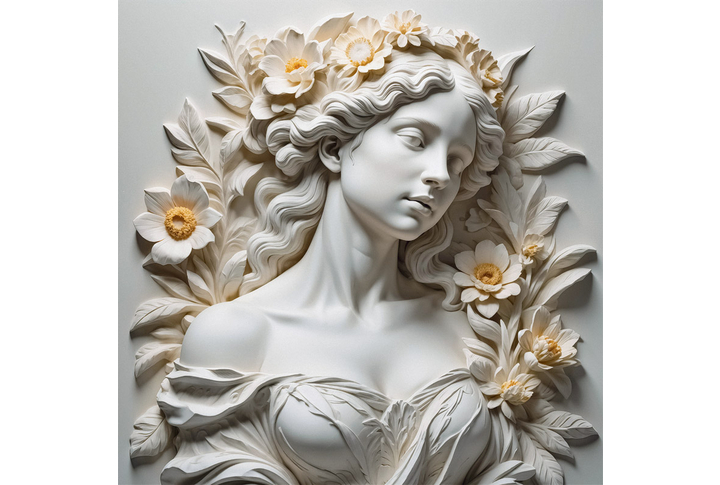 Фотообои «Каменная красавица в цветах»