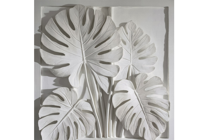 Фотообои «Тропические листья монстеры под каменную фреску»