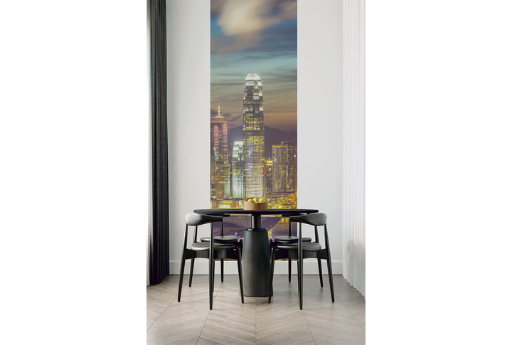 Фотообои «Ночной Гонконг в тумане» в интерьере